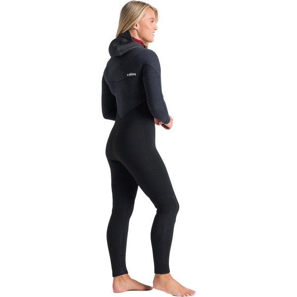 C-Skins Womens ReWired 6/5mm Chest Zip Hooded Wetsuit C-RW65WH - Black / Crimson